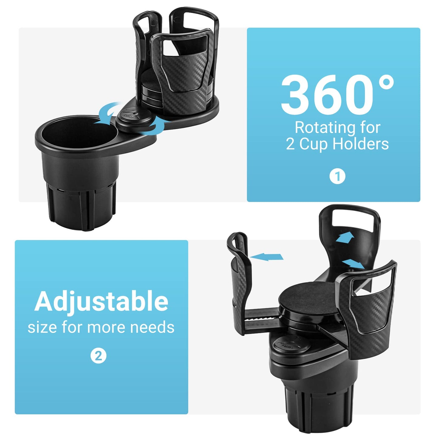 Car Drinking Bottle Holder 360 Degrees Rotatable Water Cup Holder Sunglasses Phone Organizer Storage Car Interior Accessories