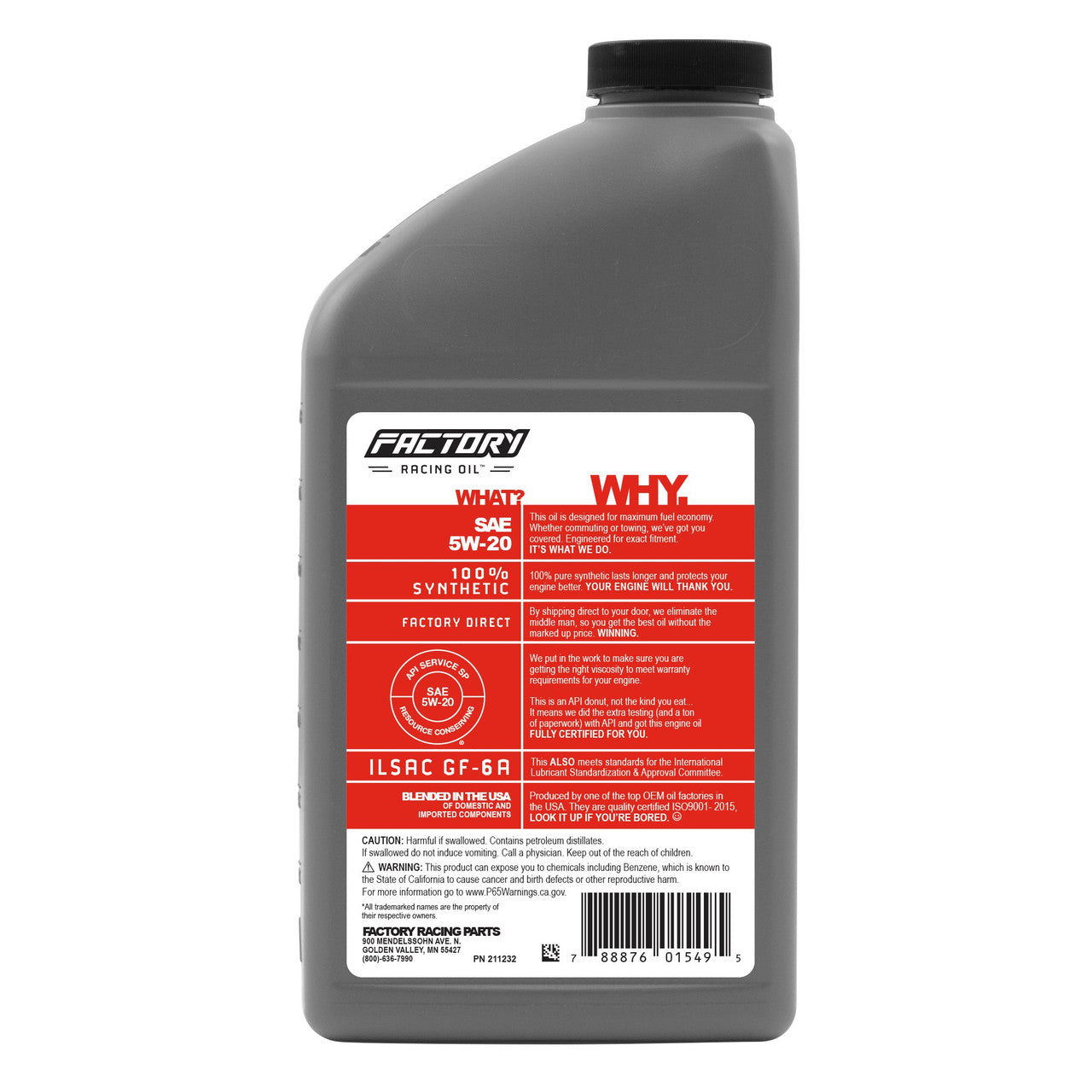 Factory Racing Parts Basic Oil Change Kit Compatible with Jeep 5.7L Commander 2006-2007, Grand Cherokee 2005-2007 5W-20 Oil - 7 Quarts-2