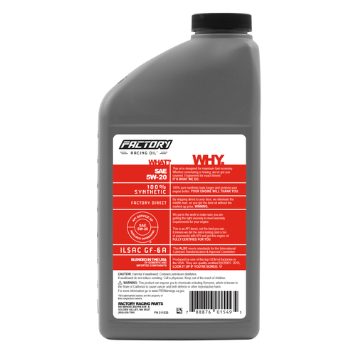 Factory Racing Parts Oil Change Kit Fits Chrysler 300 5.7L 2005-2007 5W-20 Full Synthetic Oil - 7 Quarts-2