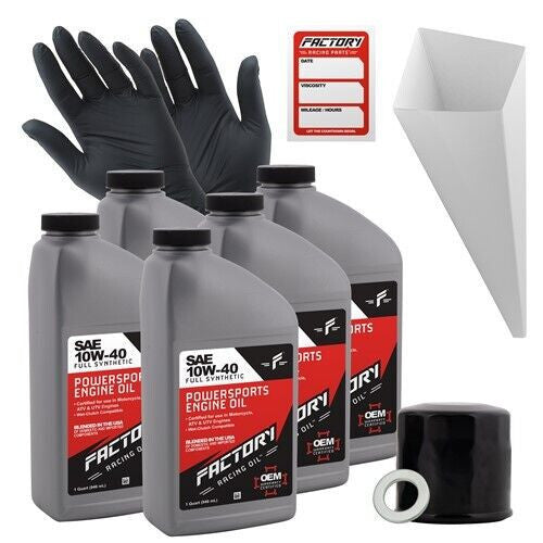 Factory Racing Parts 10W40 5Qt Oil Change Kit Fits Honda CBR900RR GL1800 DCT-0