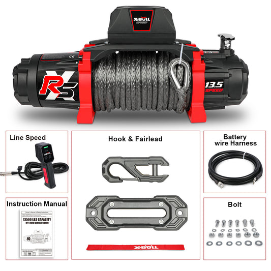 X-BULL 13500 Lb Winch Load Capacity Electric Winch - 12V DC Power Supply For Off-Road Trailers, 2-in-1 Wireless Remote Control, 13500 XRS Series - Autoworld