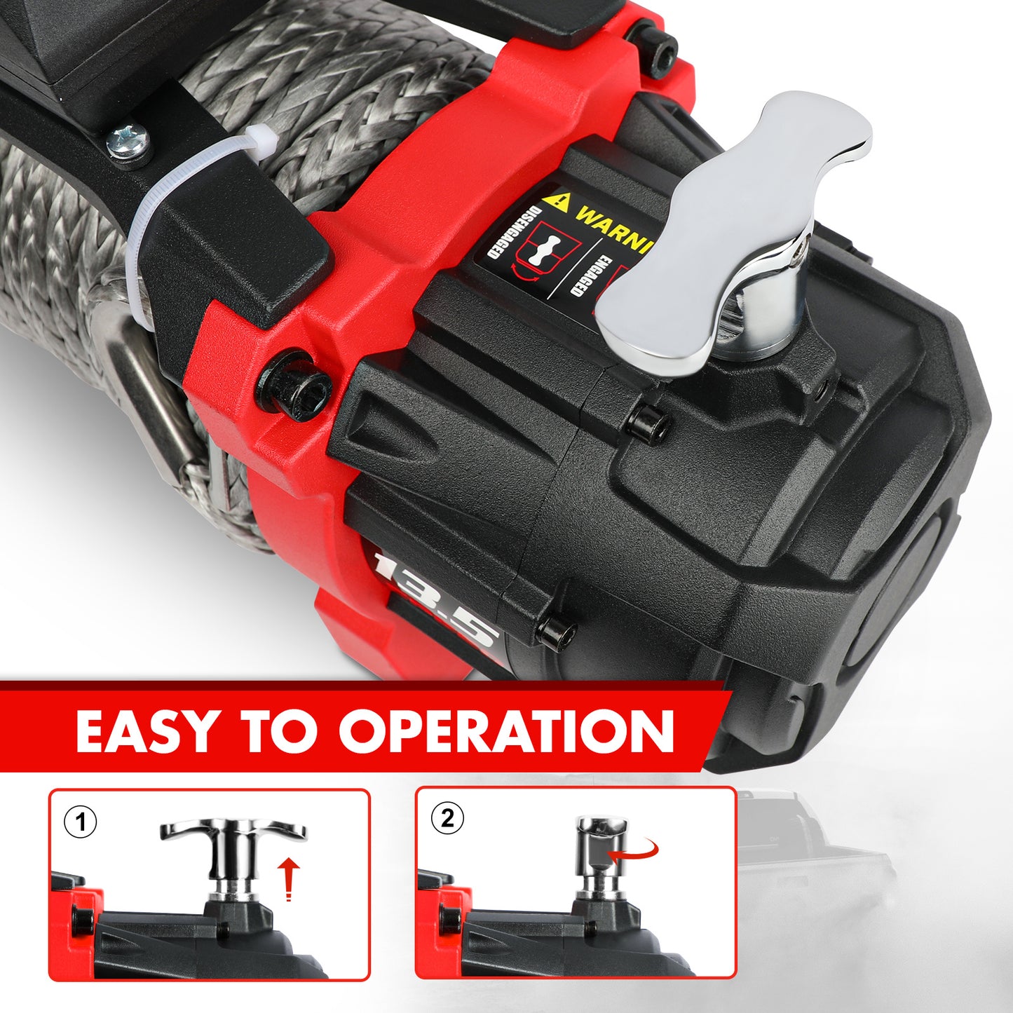 X-BULL 13500 Lb Winch Load Capacity Electric Winch - 12V DC Power Supply For Off-Road Trailers, 2-in-1 Wireless Remote Control, 13500 XRS Series