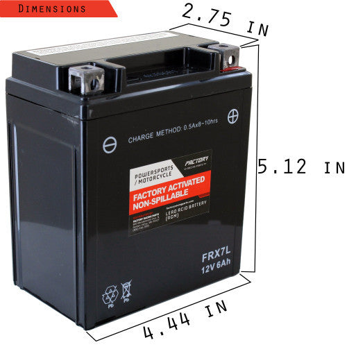 Factory Racing Parts AGM Battery FRX7L For ATVs Motorcycles Snowmobiles & Scooters YTX5L-BS, BTX5L-BS-1